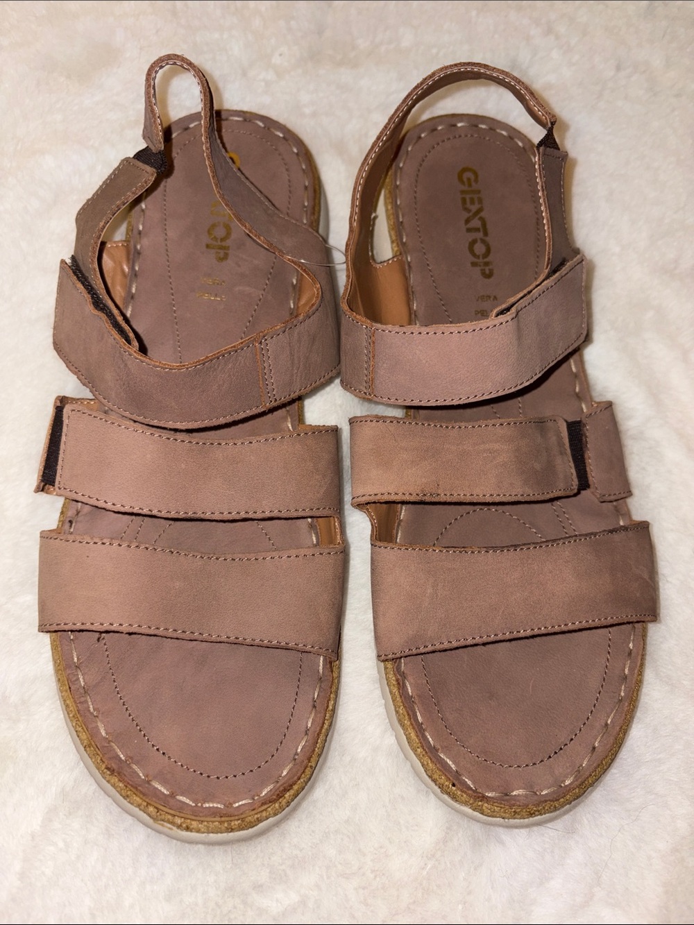 Women’s Nude Brown Leather Strappy GEXTOP Made in Italy Sandals Size: 41/10.5